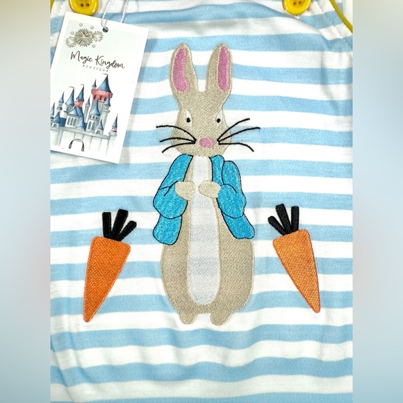 NWT MAGIC KINGDOM BOUTIQUE Toddler Peter‎ Rabbit Striped Romper Playsuit Size 3T - Picture 5 of 10